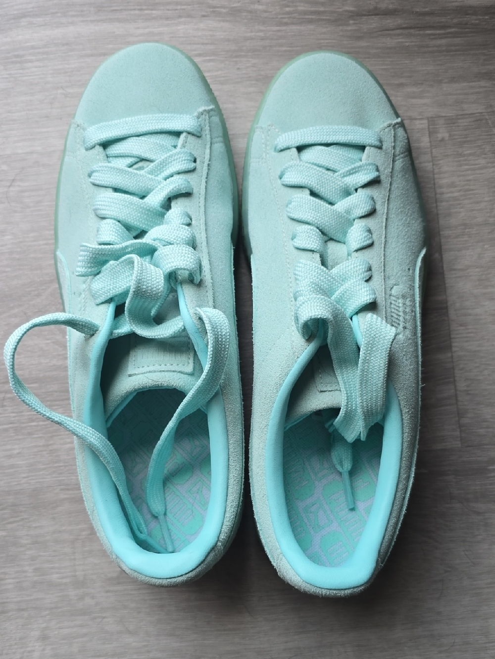 Puma Women’s Mint Green Low-Top Suede Sneakers